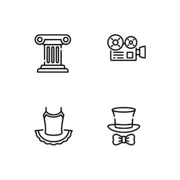 Set outline icon EPS 10 vector format.  Transparent background. Scenic arts. Stock Illustration