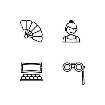 Set outline icon EPS 10 vector format.  Transparent background. Scenic arts. Stock Illustration