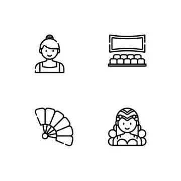 Set outline icon EPS 10 vector format.  Transparent background. Scenic arts. Stock Illustration