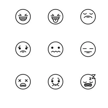 Set outline icon EPS 10 vector format.  Transparent background. Emotions emot Stock Illustration