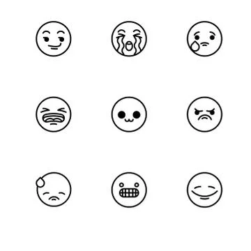 Set outline icon EPS 10 vector format.  Transparent background. Emotions emot Stock Illustration