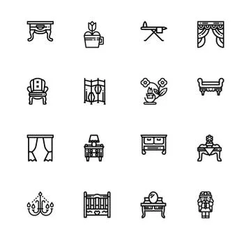 Set outline icon EPS 10 vector format.  Transparent background. Home decorati Stock Illustration