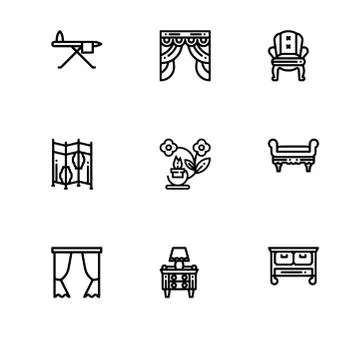 Set outline icon EPS 10 vector format.  Transparent background. Home decorati Stock Illustration