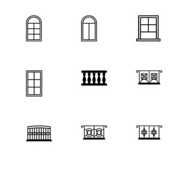 Set outline icon EPS 10 vector format.  Transparent background. Windows and b Stock Illustration
