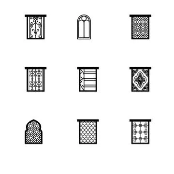 Set outline icon EPS 10 vector format.  Transparent background. Windows and b Stock Illustration
