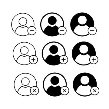 Set of outline icons about users, internet personality, user interface. Stock Illustration