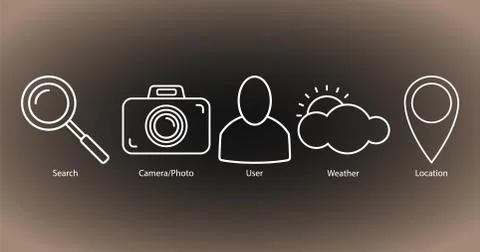 Set of outline icons on gradient background Illustrazione stock