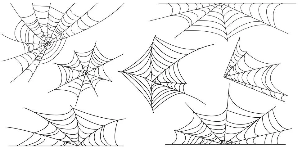 Set of outline spider web Stock Illustration