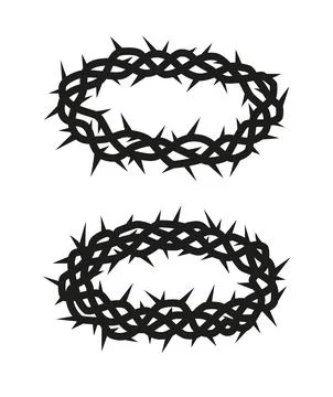 Set of oval blank frames with black thorn border with sharp spikes, abstract. Stock Illustration