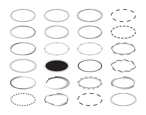 Set of oval border background. ellipse frames decoration elements design. Stock Illustration