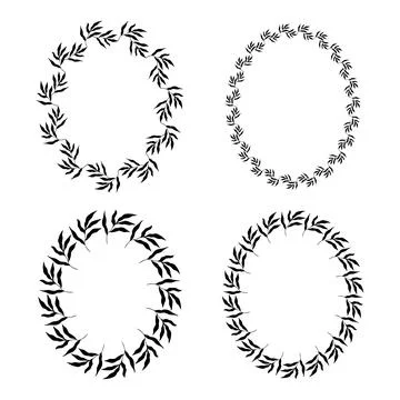 Set of oval botanical frames. Vector Illustration Stock Illustration