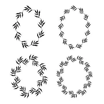 Set of oval botanical frames. Vector Illustration Illustrazione stock