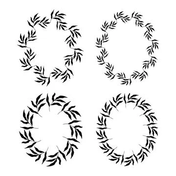 Set of oval botanical frames. Vector Illustration Illustrazione stock