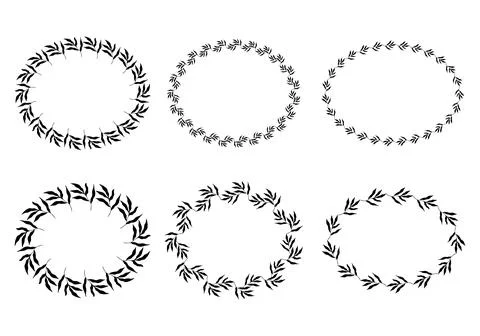 Set of oval botanical frames. Vector Illustration Illustrazione stock