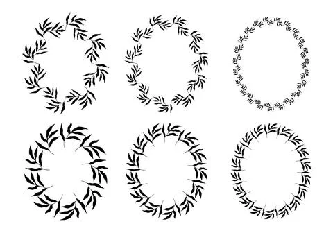 Set of oval botanical frames. Vector Illustration Illustrazione stock
