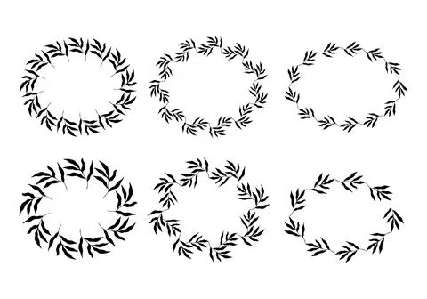 Set of oval botanical frames. Vector Illustration Illustrazione stock