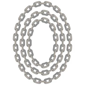 Set of Oval Chain Frames Isolated Stock Illustration