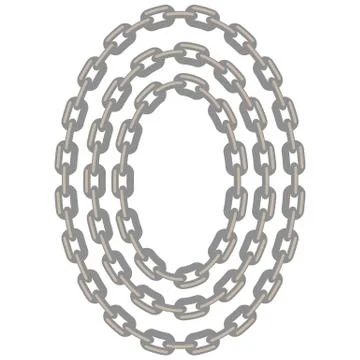 Set of Oval Chain Frames Isolated Stock Illustration