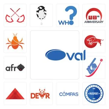 Set of oval, passport stamp, compas, dear, pyramid, cricket, afro, bull, cock 免费库存插图