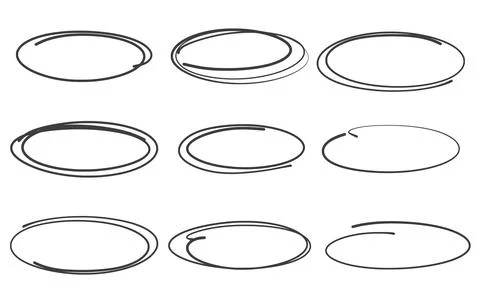Set of oval shaped doodles Stock Illustration