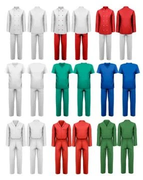 Set of overalls with worker. design template. vector illustration Stock Illustration
