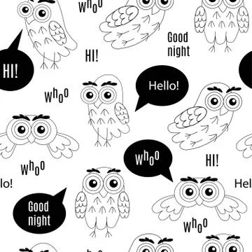 Set owl bubbles vector on white background. Stock Illustration
