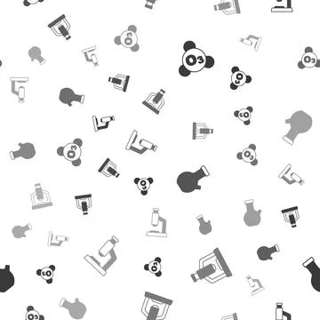 Set Ozone, Microscope, Test tube and  on seamless pattern. Vector Stockillustratie