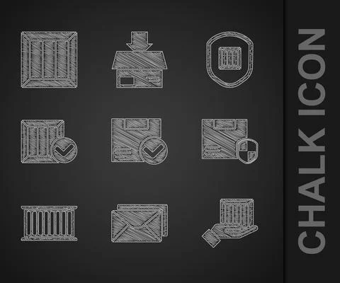Set Package box with check mark, Envelope, Delivery hand boxes, security shield 스톡 일러스트