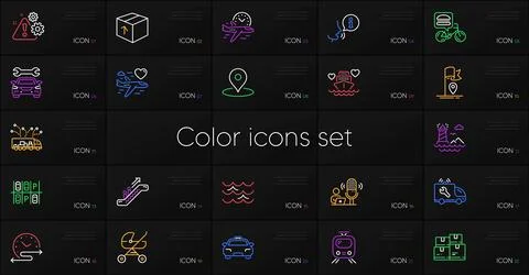 Set of Package, Flight time and Escalator line icons. For design. Vector イラスト素材