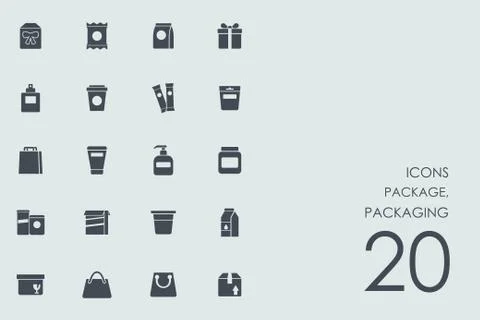 Set of package, packaging icons Stock Illustration