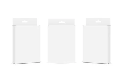 Set of packaging boxes with hang tab isolated on white background Stock Illustration