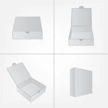 Set of packaging design mockup. Gray box in four views Illustrazione stock