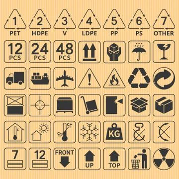 Set of packaging symbol collection Stock Illustration