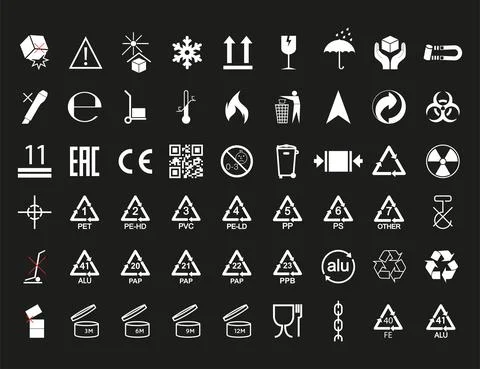 Set of packaging symbol. Vector illustration. flat design. Stock Illustration