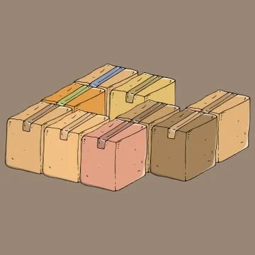 Set of packing cardboard boxes. Stock Illustration