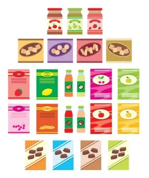 Set of packings of products Stock Illustration