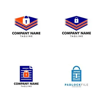 Set of Padlock File Document Icon Vector Logo Template Illustration Design Stock Illustration
