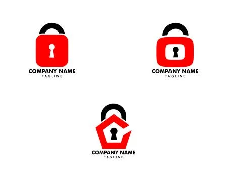 Set of Padlock Icon Vector Logo Design Template Stock Illustration