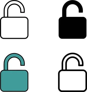 Set of Padlock Icons in Different Styles and Colors Stock Illustration
