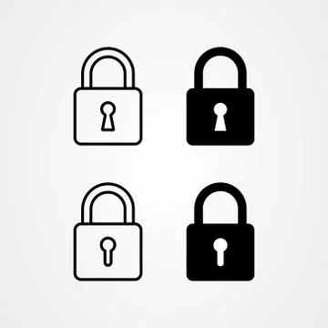 Set of padlock or lock icon vector. Safe and security symbol. Illustrazione stock