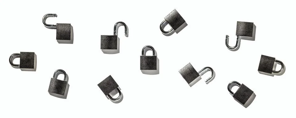 Set of padlock on white background isolate Stock Photos