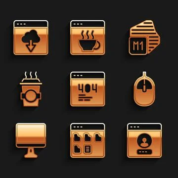 Set Page with a 404 error, Browser files, Create account screen, Computer mouse Stock Illustration