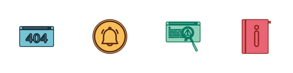 Set Page with a 404 error, Button chat notification, System bug concept and User Stock Illustration