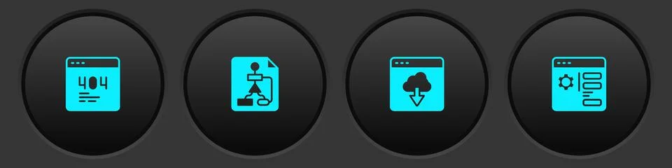 Set Page with a 404 error, Flowchart, Cloud technology data transfer and Brow Stock-Illustration