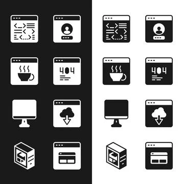 Set Page with a 404 error, Software, Create account screen, Computer monitor Stock Illustration