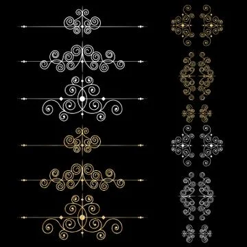 Set of page decoration elements or monograms. Can be used for designing books Stock Illustration