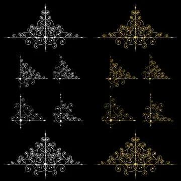 Set of page decoration elements or monograms. Can be used for designing books Stock Illustration