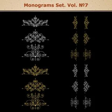 Set of page decoration elements or monograms. Can be used for designing books Stock Illustration