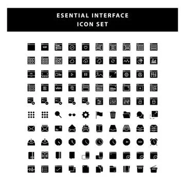 Set of page Interface icon with glyph style design vector 库存插图