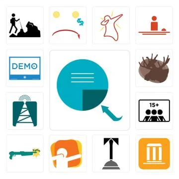 Set of page turn, municipality, concierge, dab, shotgun, number players, cell Free Stock Illustration